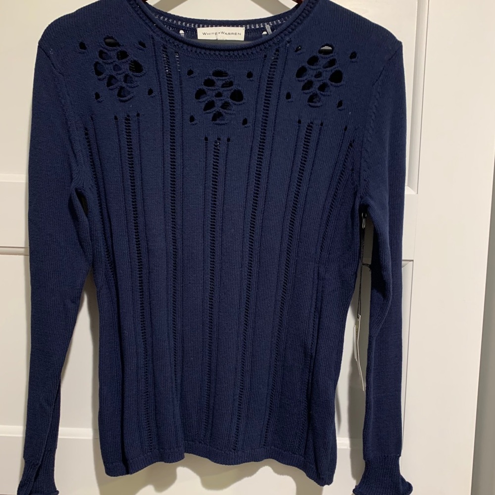 NWT White and Warren Navy Sweater